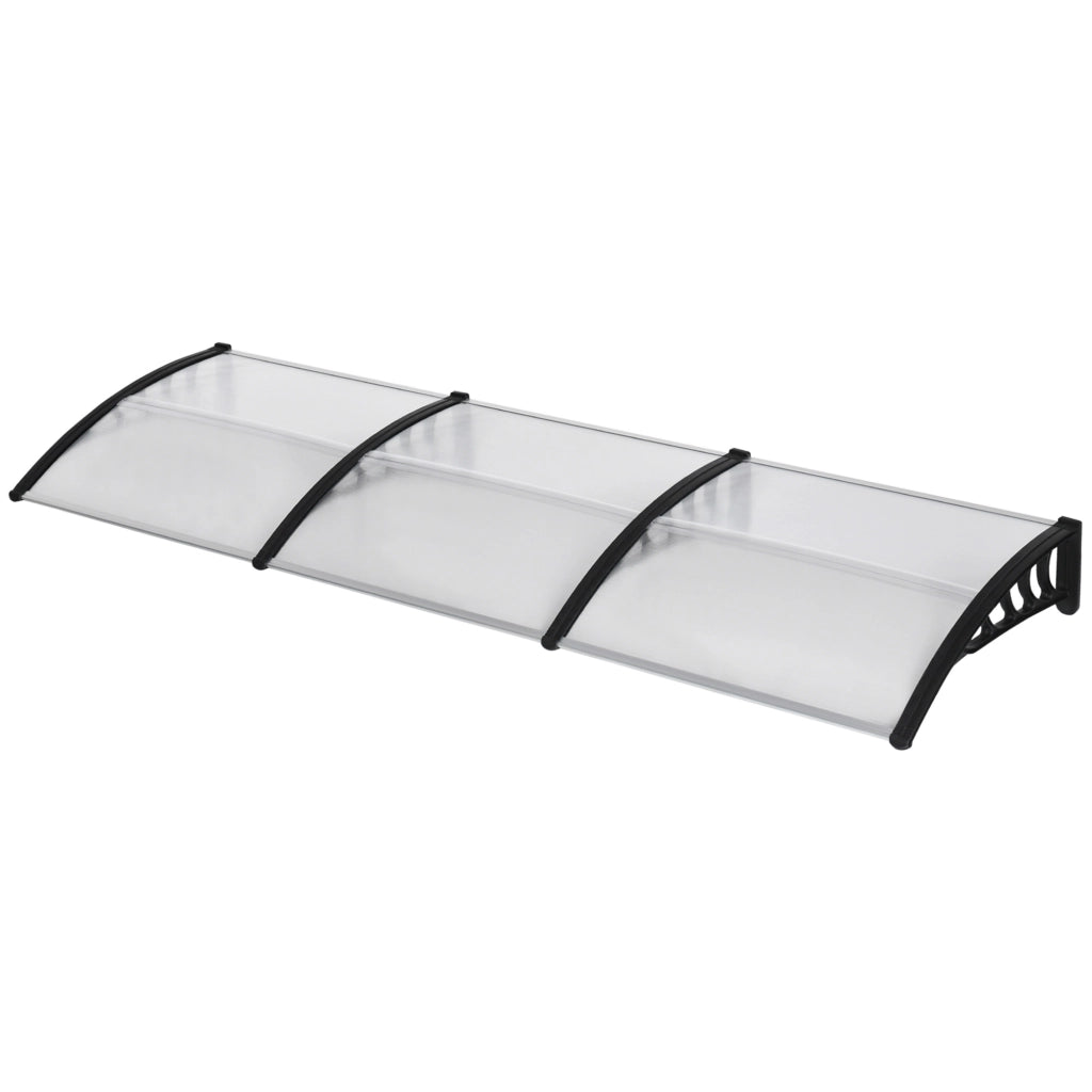 Tettoia in Policarbonato e Alluminio per Balconi ¨C Zephmum ¨C Nero e Trasparente 303x96x27 cm
