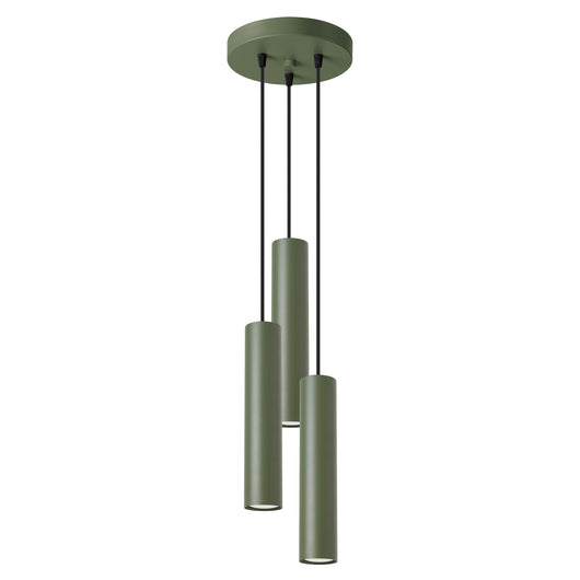 Lampada LAGOS a 3 lampadine in acciaio verde oliva GU10 LED Max 10W IP20 montaggio a parete