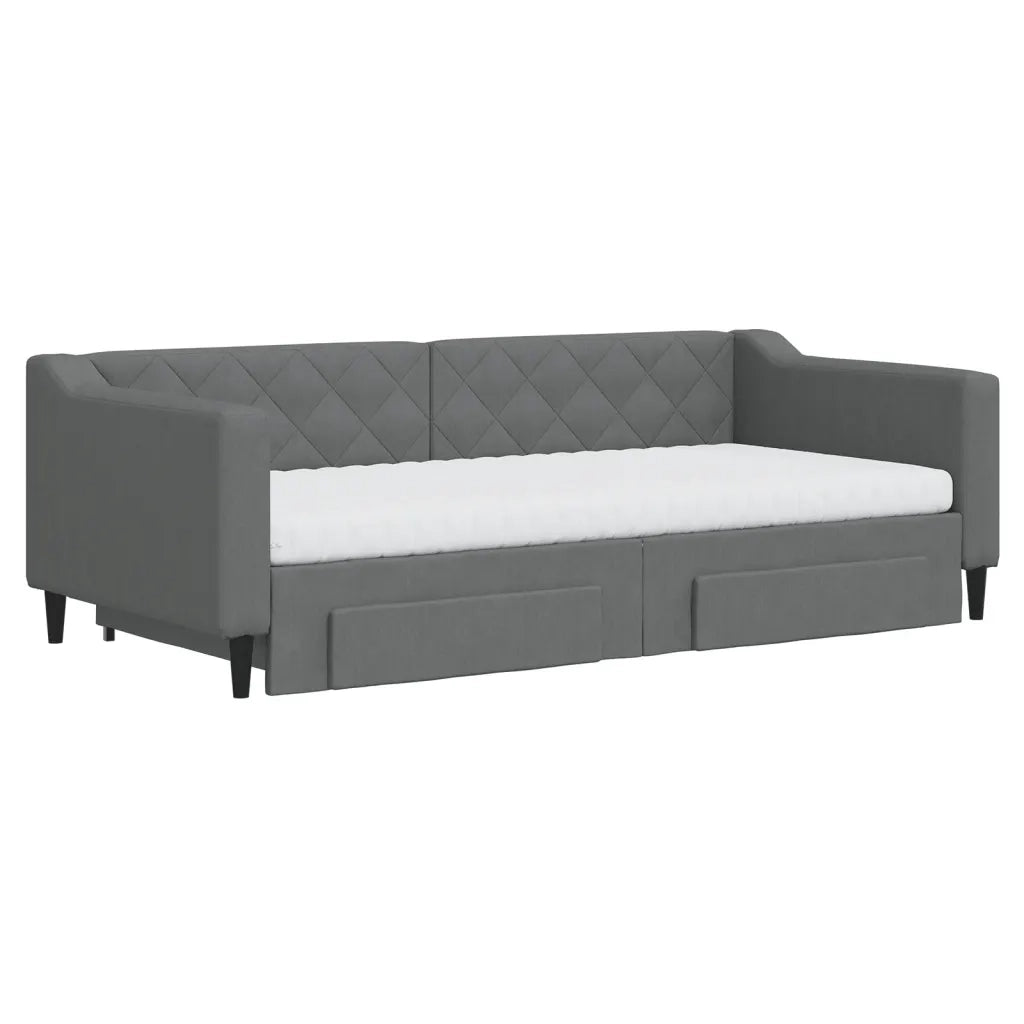 Divano Letto Estraibile Cassetti Grigio Scuro 90x190cm Tessuto