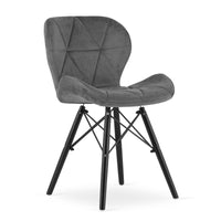 Sedia in velluto VALORA WAKO - Design moderno grigio con gambe nere