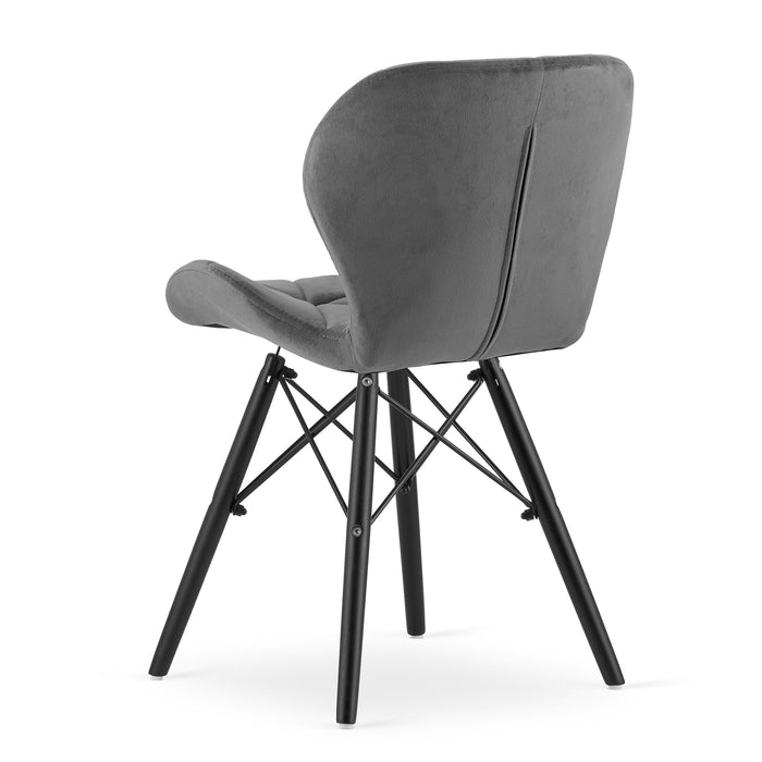 Sedia in velluto VALORA WAKO - Design moderno grigio con gambe nere