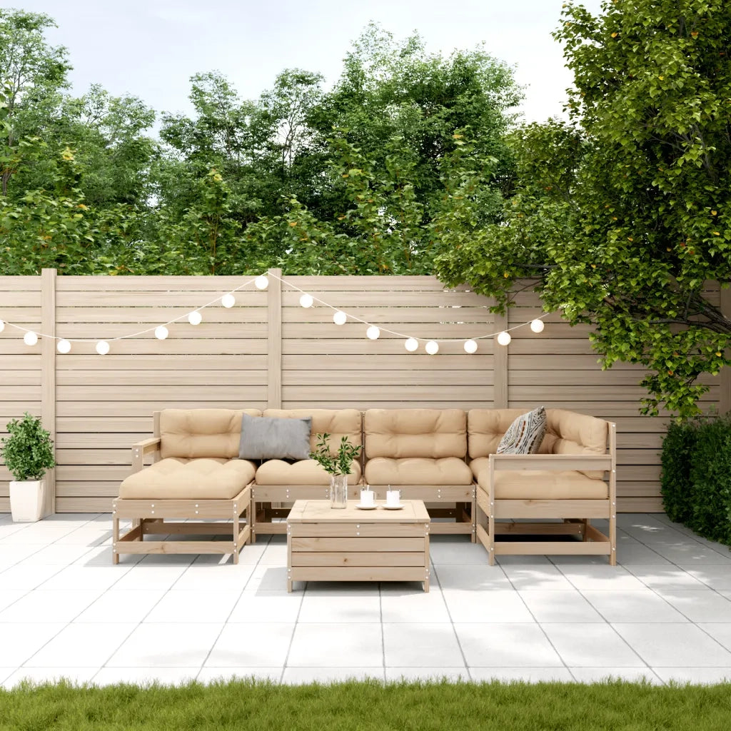 Set Salotto Giardino 7 pz Cuscini Antracite Legno Massello Pino