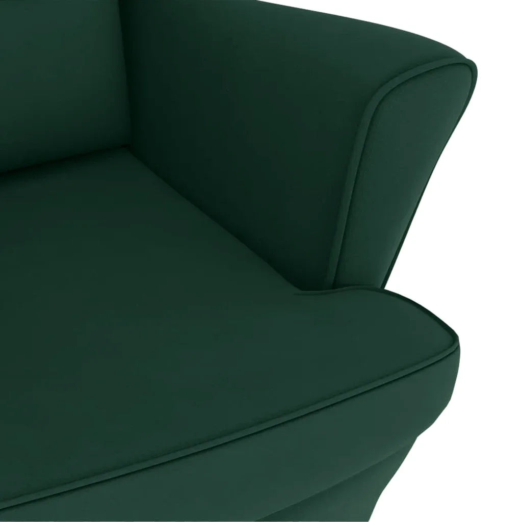 Sedia a dondolo con schienale alto in velluto verde scuro 3121232