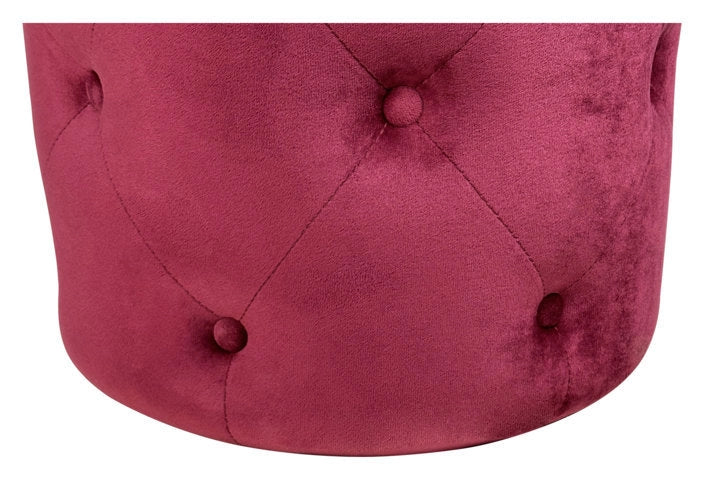 Pouf in velluto capitonné bordeaux, poggiapiedi - Honey - PO21HO
