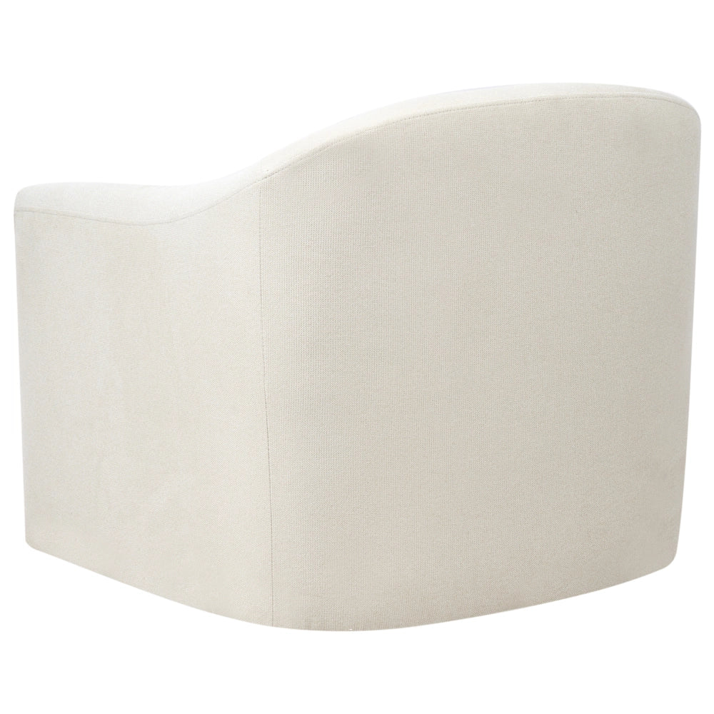 Poltrona girevole Light Beige Poliestere Tessuto idrorepellente Retro Minimalista Mobili Soggiorno