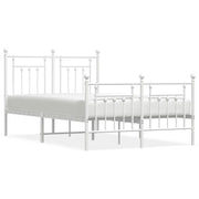 Letto matrimoniale | Letto per adulti | Giroletto con Testiera e Pediera Metallo Bianco 120x190 cm