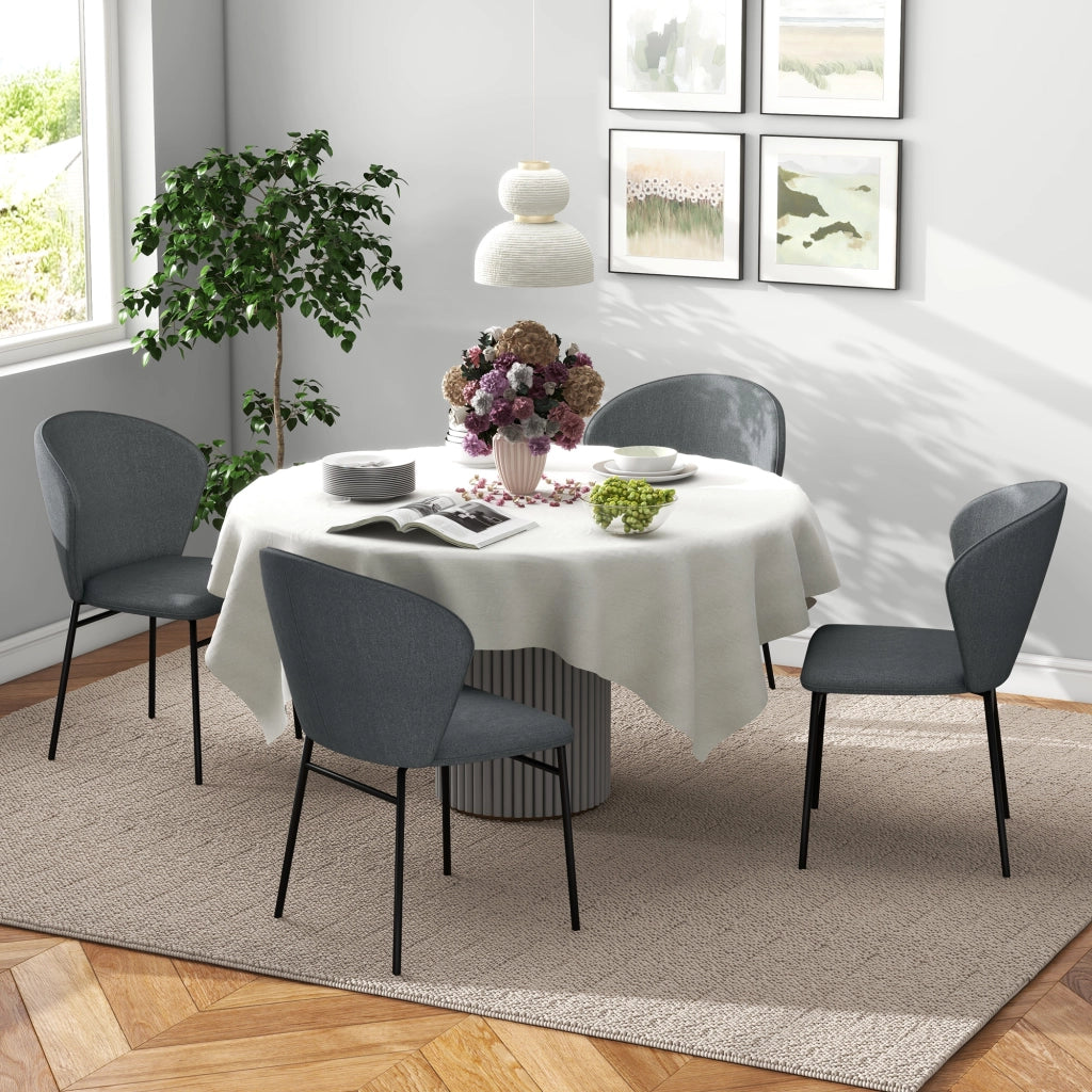 Set di 2 Sedie da Pranzo Imbottite in Tessuto ¨C Zephmum ¨C Grigio