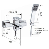 Rubinetto esterno per vasca con doccia duplex - serie qubika