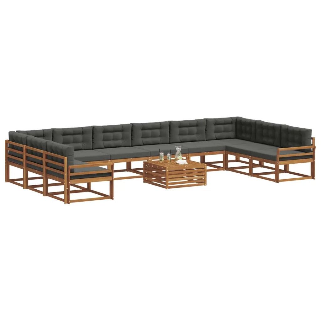 Set di divani da esterno 11 pcs Naturale e Antracite