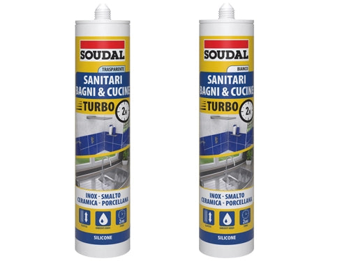 SILICONE ACETICO SANITARI 'TURBO' SOUDAL 300 ml - Bianco - SOUDAL