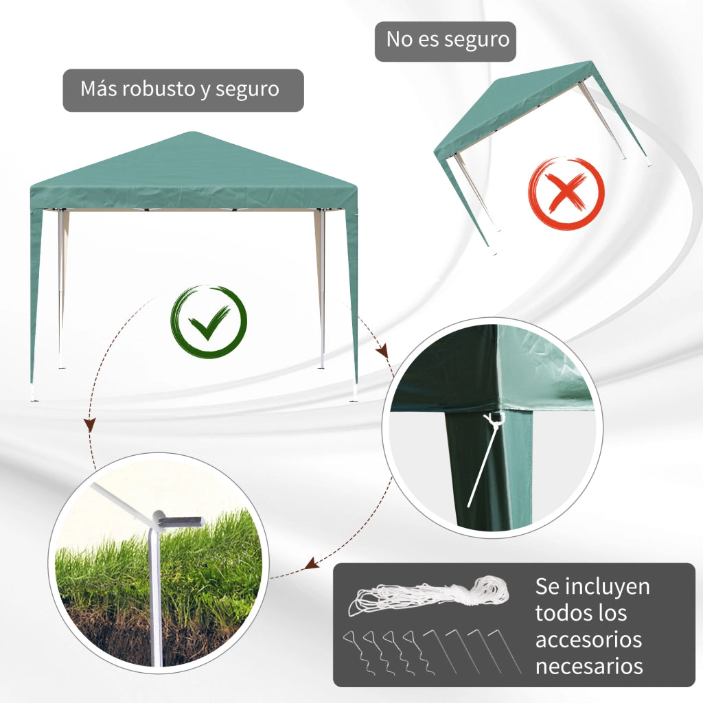 Tenda da Giardino 3x3 m Pieghevole ¨C zephmum ¨C Verde Impermeabile Anti-UV
