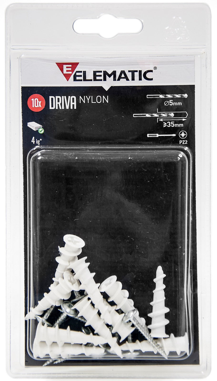 elematic blister tassello driva 5x30 con vite 10 pz cod:ferx.14882