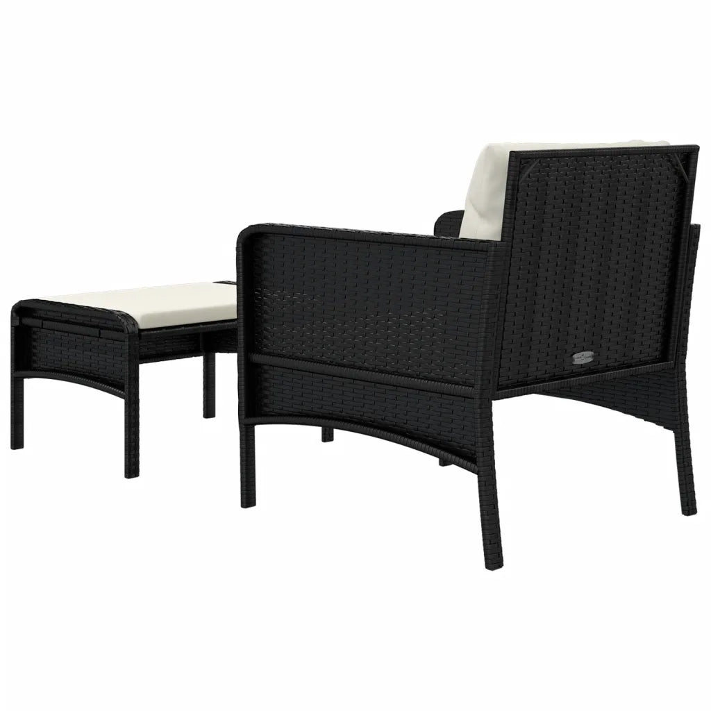 Set da Giardino 2 pz | Set Salotto da Giardino con Cuscini Nero in Polyrattan