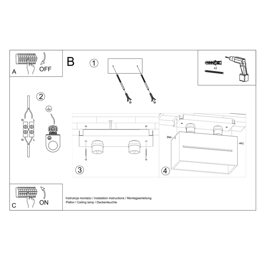 Spot soffitto rettangolare nero 2xG9 2x8W LUPINO PureLume