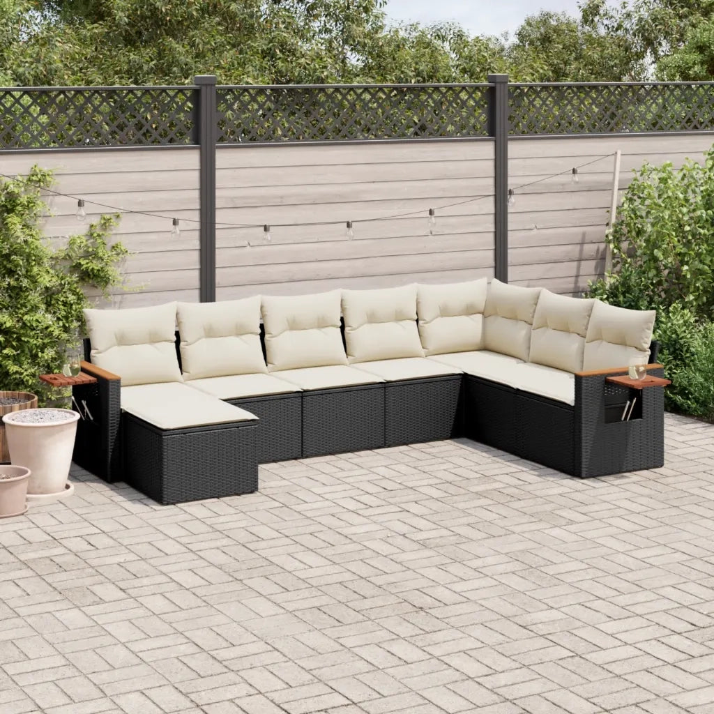 Set Divani da Giardino con Cuscini 8 pz Nero in Polyrattancod mxl 116167