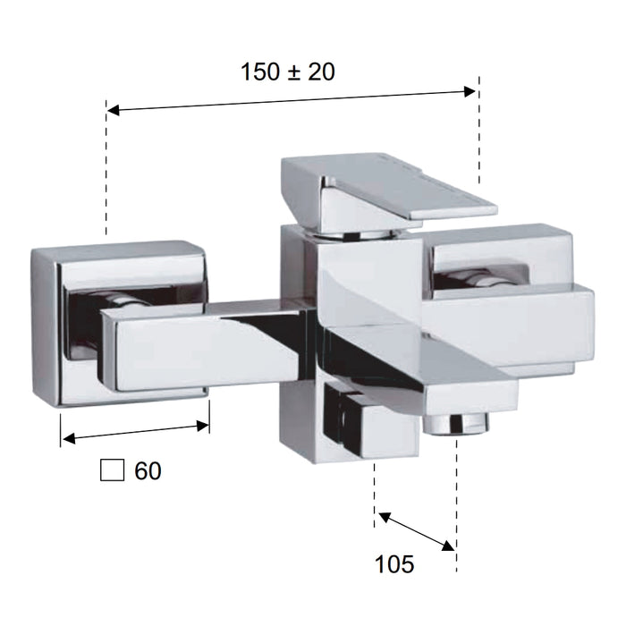 Rubinetto vasca esterno senza doccia - serie qubika