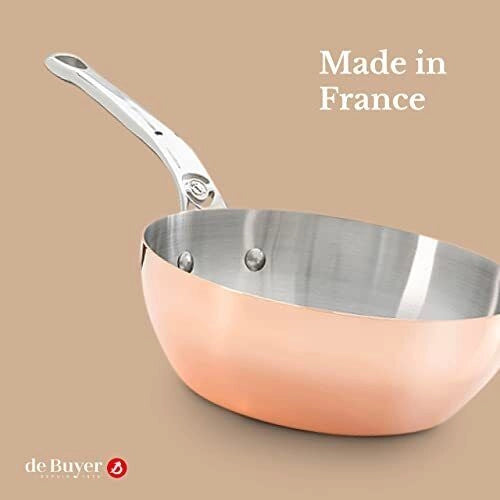 DE BUYER 6236.2 Prima Matera Casseruola Bombata in Rame 90% e Acciaio Inox 10% con Fondo Ferromagnetico per Induzione Diametro 20 cm colore Rame