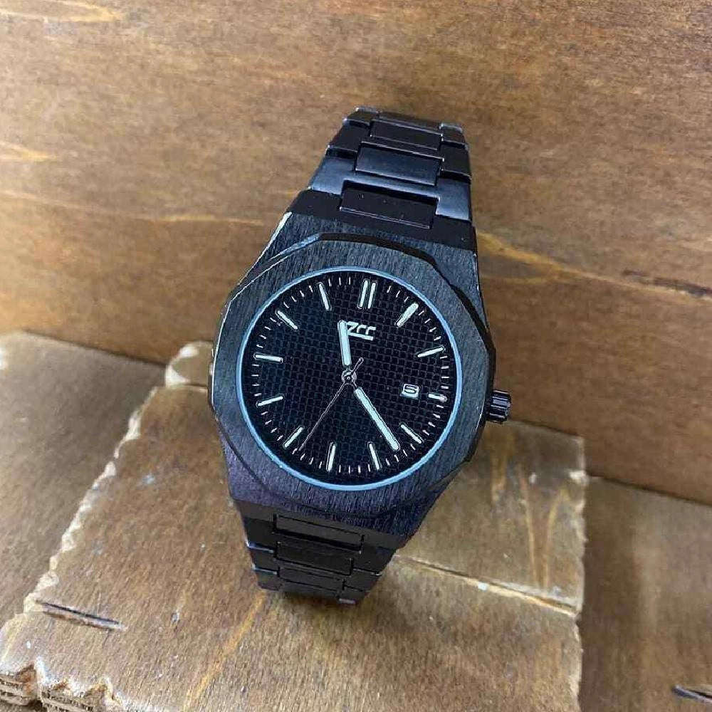 Trade Shop - Orologio Da Polso Zcc Uomo Al Quarzo Data Elegante Analogico Nero Fondo Nero -