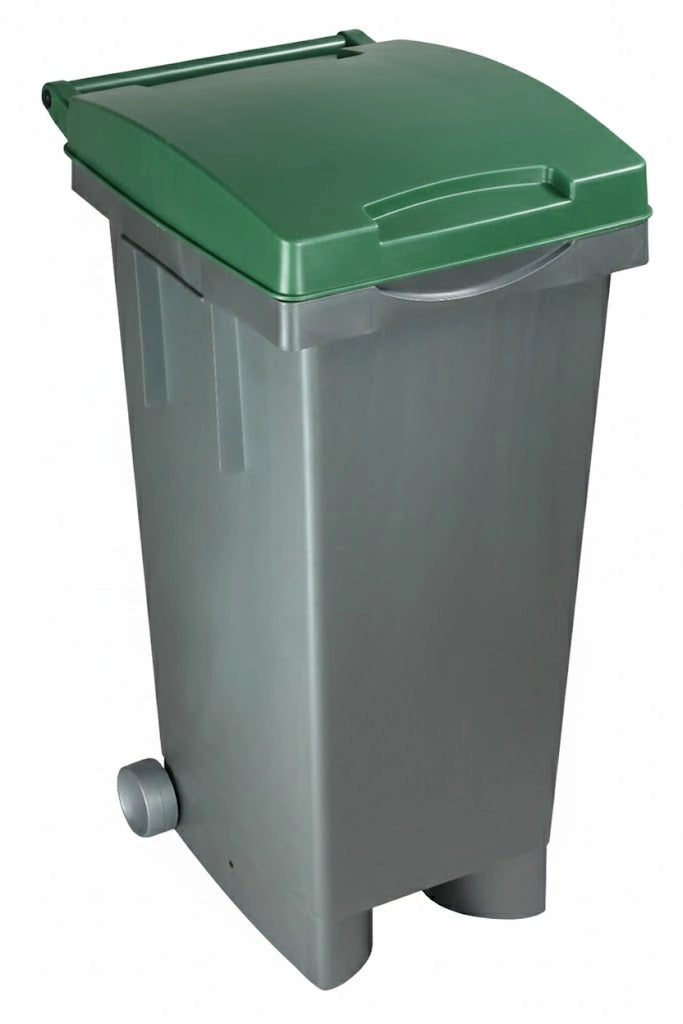 ICS BIDONE TATA COLOR PER DIFFERENZIATA Lt. 80 - cm. 38x50x80 h col. Verde/Grigio