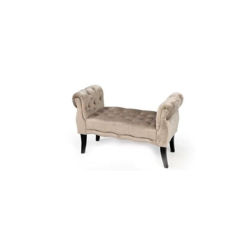 PANCA IN VELLUTO TRAPUNTATO CON GAMBE NERE 100 X 40 X 61 CM IN COLORE TORTORA