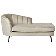 Chaise longue Velluto Beige Rivestimento Gambe In Metallo nero versione sinistra
