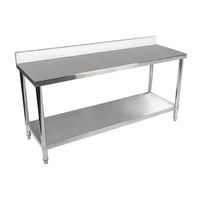 Tavolo da lavoro professionale da cucina in acciaio inox con alzatina 200 x 60 cm 14_0003647