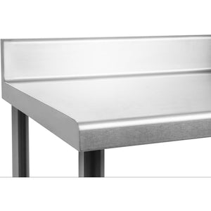 Tavolo da lavoro professionale da cucina in acciaio inox con alzatina 200 x 60 cm 14_0003647