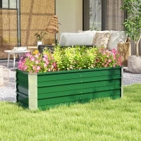 Fioriera da Giardino Senza Fondo con 2 Aree di Coltivazione, in Acciaio, 125x47x40 cm, Verde