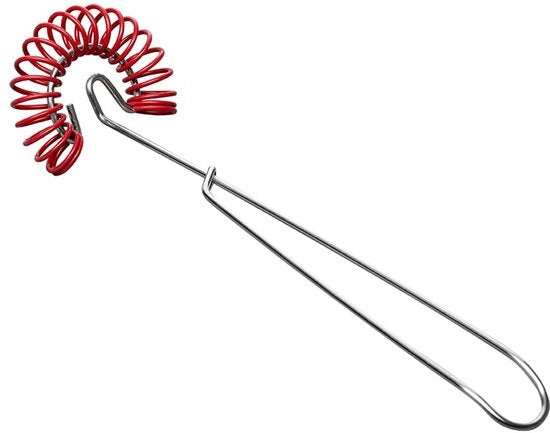Accessorio per cucina in acciaio inossidabile con silicone rosso, dimensioni 28x8x5cm, diametro base cm, peso 0,25kg