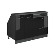 Mobile cucina sottotetto R-Line Nero lucido/Antracite 120 cm Set di 2 carcasse armadio profondità 60 cm Vicco