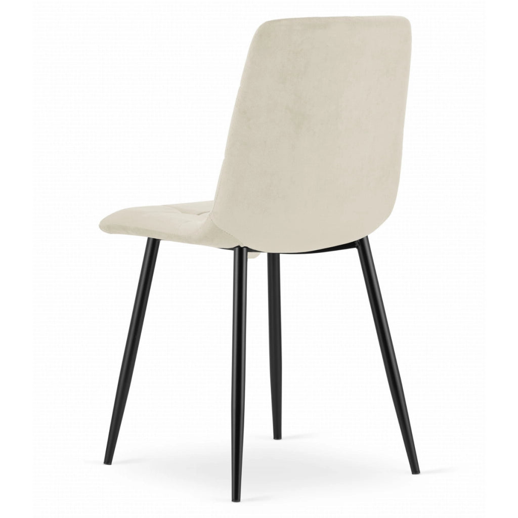 Set di 3 sedie KARA in velluto beige chiaro e gambe nere