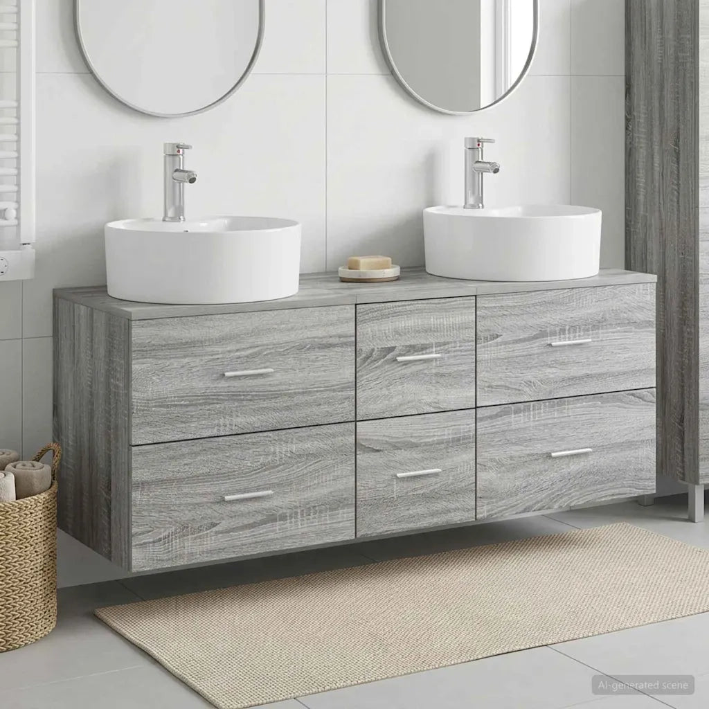 Set di mobili per il bagno 3 pz Sonoma grigio 3405888