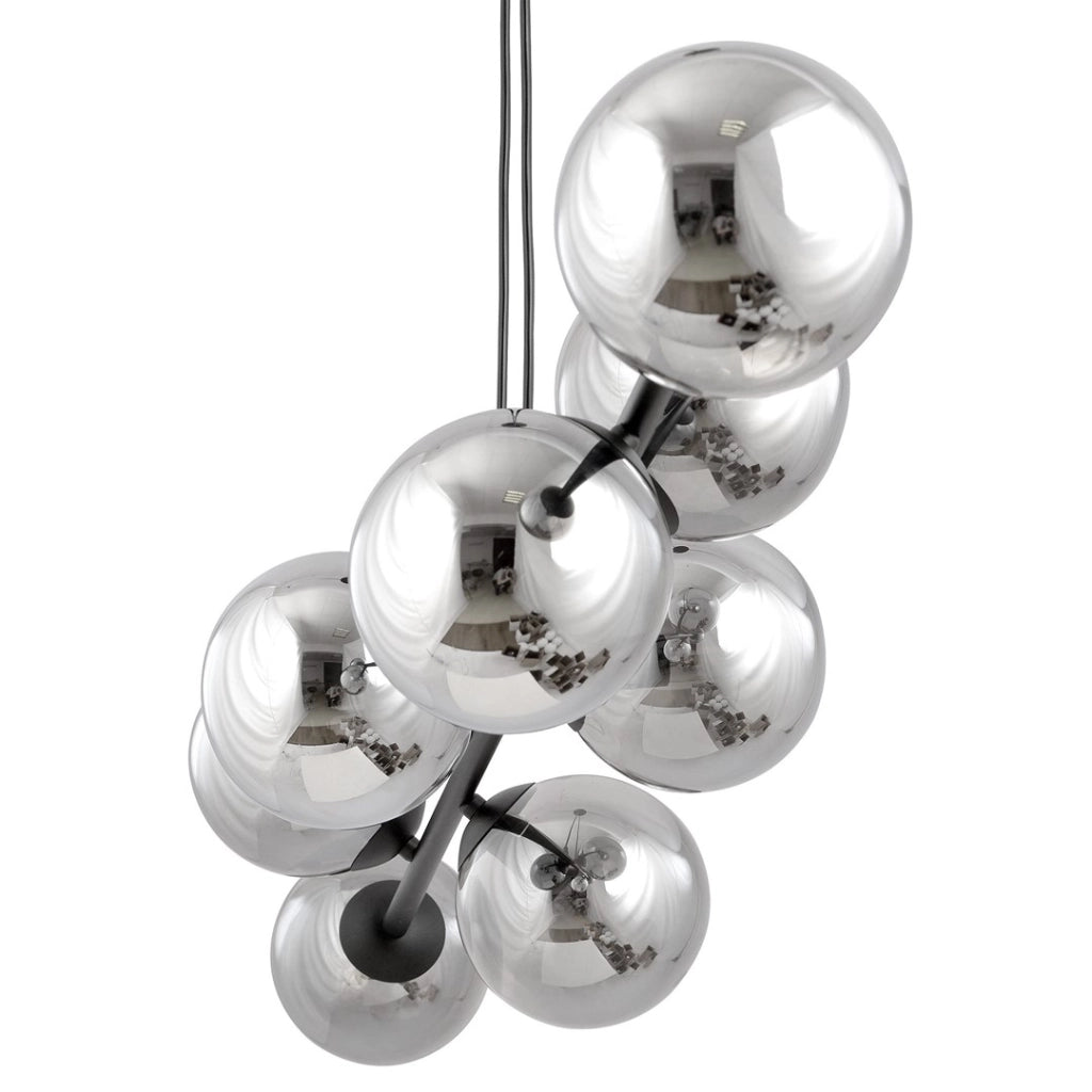 Lampadario Emibig Rossi 6 luci E14 nero vetro 110cm