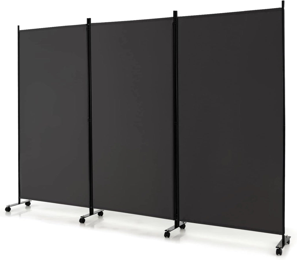 Divisorio Paravento con Ruote 3 pezzi, Divisorio da Parete in Ferro, Protezione Privata per Camera da Letto, Ufficio, 260 x 180 cm, 5 Colori (Bianco)