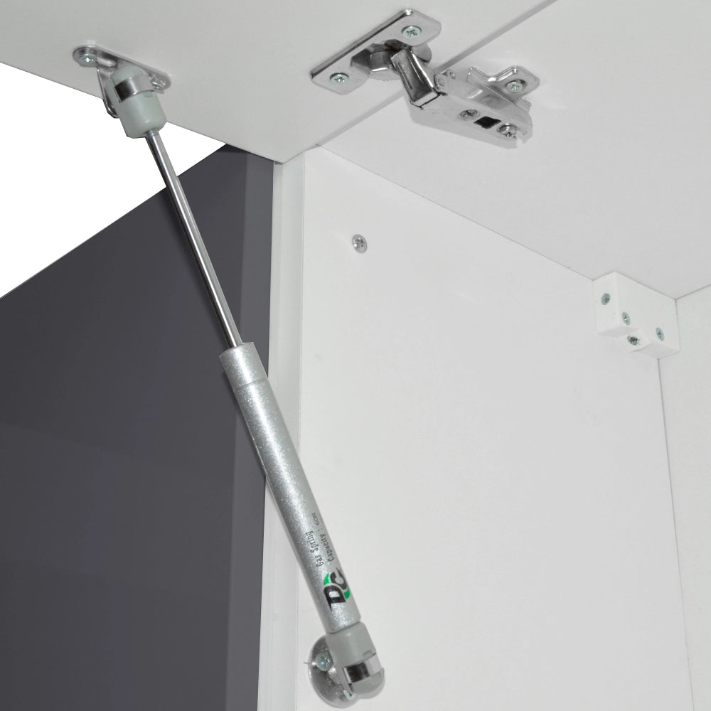 Mobile da cucina Raul Antracite lucido/Bianco 240 cm, PL Marmo con striscia LED Vicco