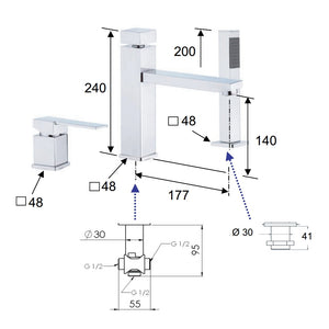 Rubinetto bordo vasca - serie qubika