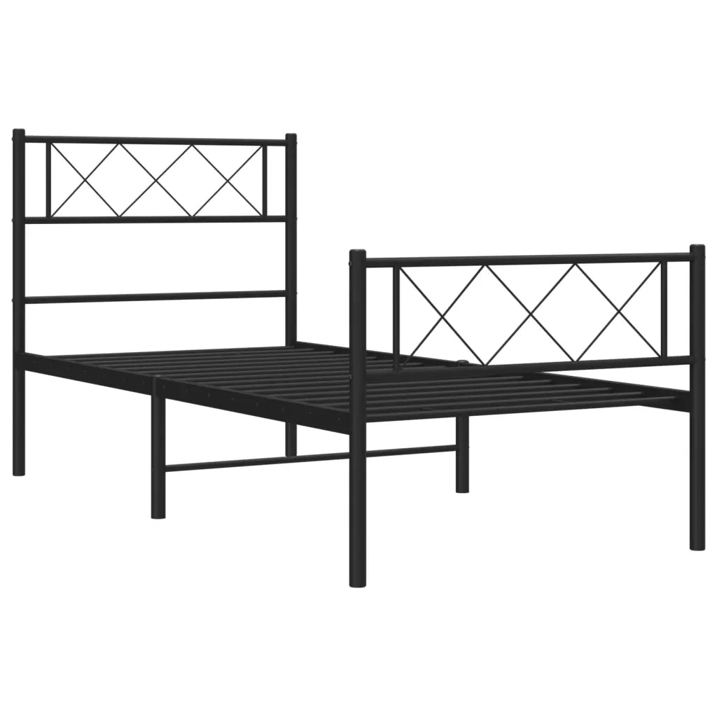vidaXL Giroletto con Testiera e Pediera Metallo Nero 90x200 cm