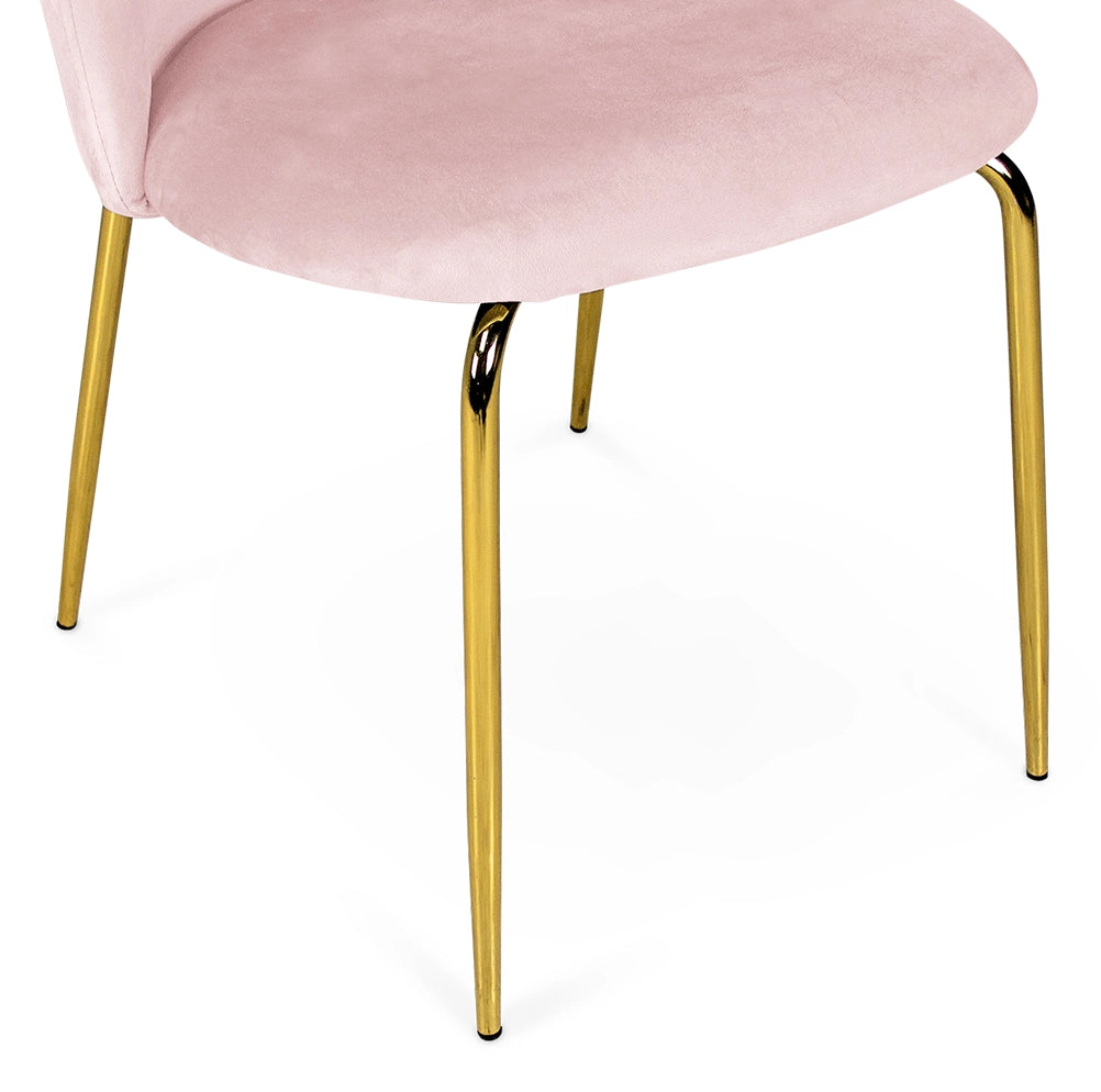Set di 2 sedie da pranzo imbottite in velluto rosa piede oro - Nicole - SD19NIG