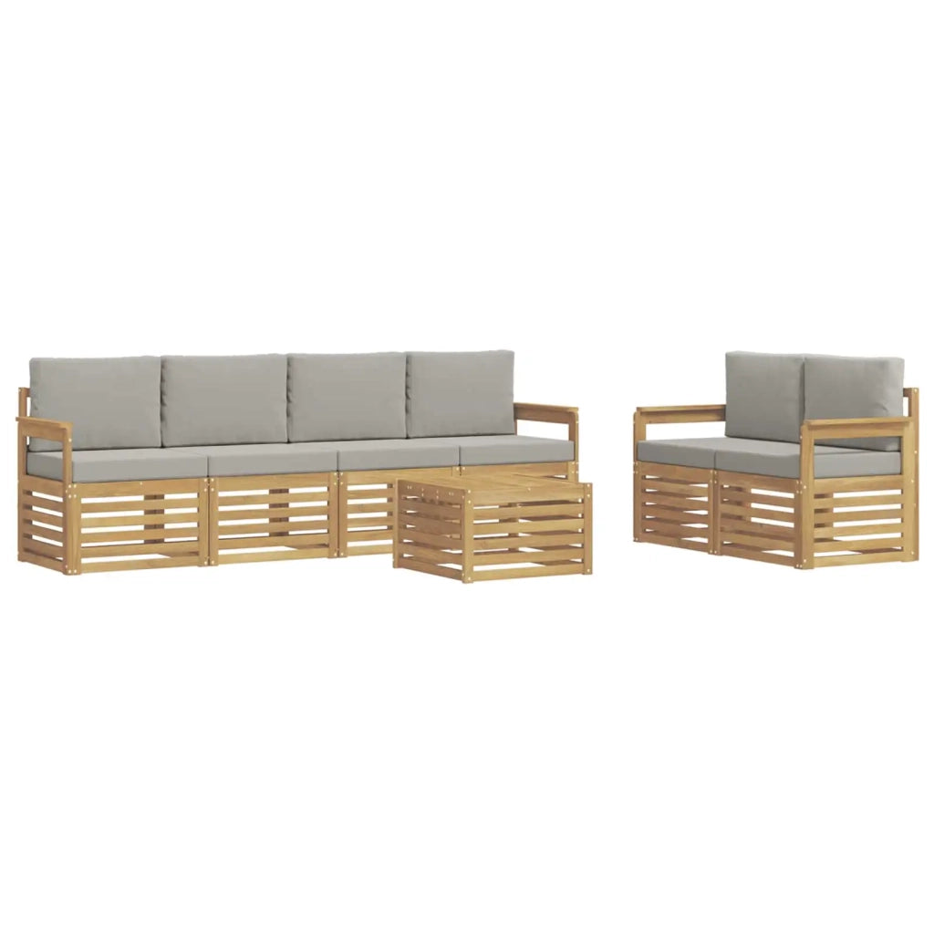 Set di divani da esterno 7 pcs Bianco e Grigio Chiaro