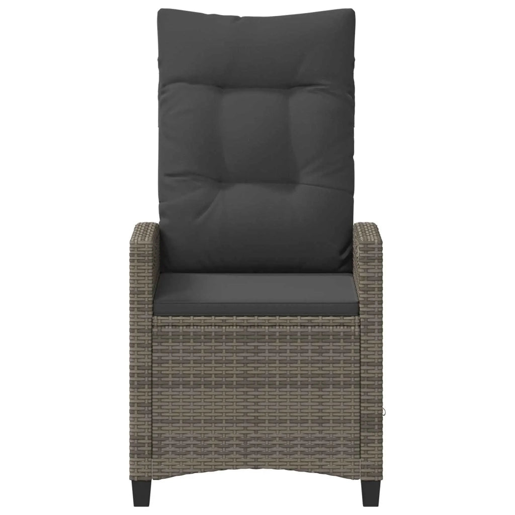 Sedia da giardino reclinabile Grigio e Grigio Scuro polyrattan