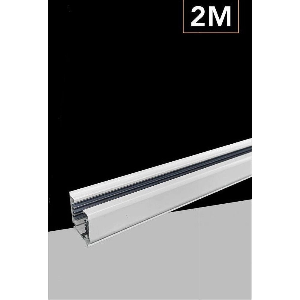 Trade Shop - Binario Trifase Bianco Nero Da 2 Metri Sistema Di Illuminazione Faretto Gf016-2m -