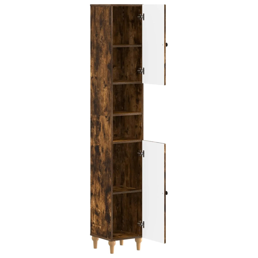 Armadio da Bagno con Ripiano Aperto ALKMAAR Rovere Fumo 896160