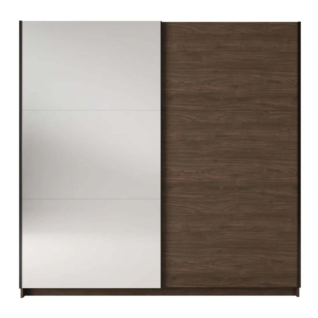Armadio ARSALA 200 cm noce con specchio e porte scorrevoli design