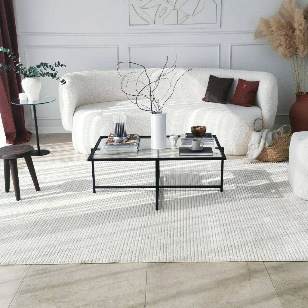 Anna, Tavolino da Salotto Resistente All'appannamento, 94x64x35h cm Nero