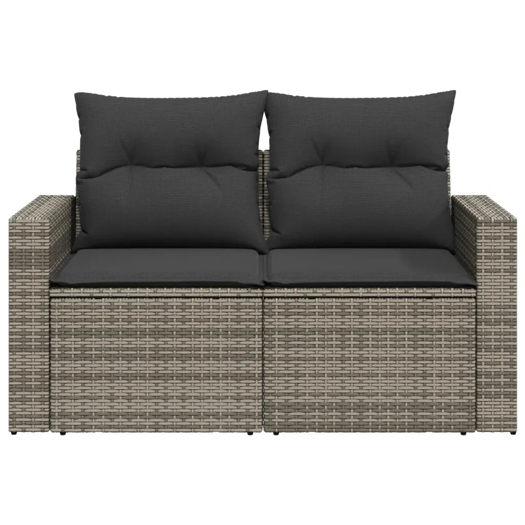 Divano da Giardino con Cuscini 2 Posti Grigio in Polyrattan