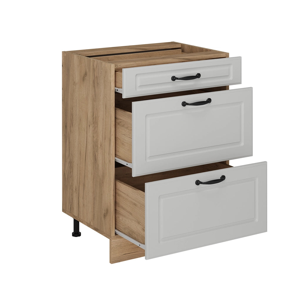Vicco Mobiletto base per cucina Bianco casa di campagna 60 cm con cassetti, PL Antracite