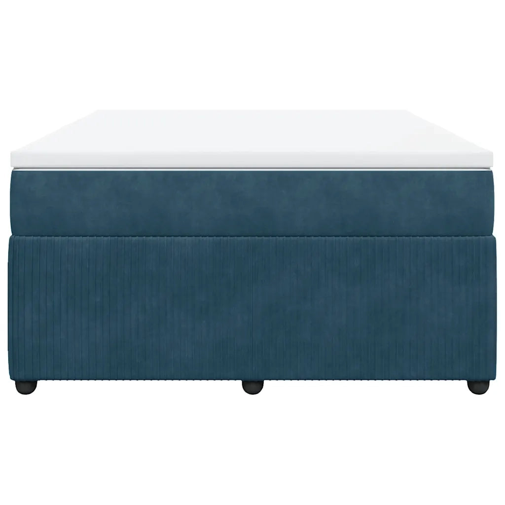 Giroletto a Molle con Materasso Blu Scuro 140x190 cm in Velluto