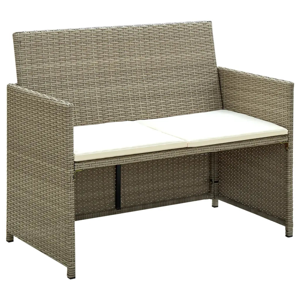 Divano da Giardino a 2 Posti con Cuscini Beige in Polyrattan cod mxl 59710