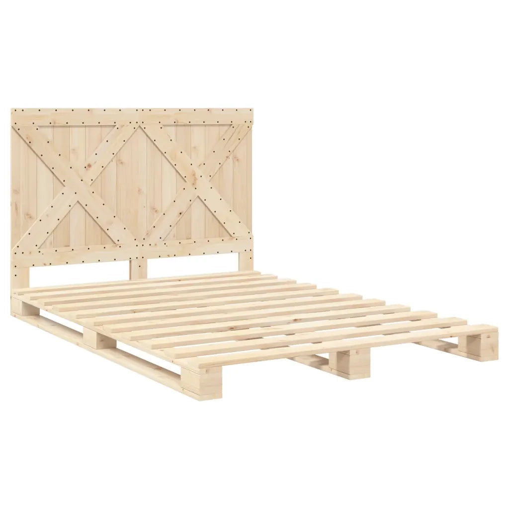 Giroletto con Testiera 160x200 cm in Legno Massello di Pino 3281571