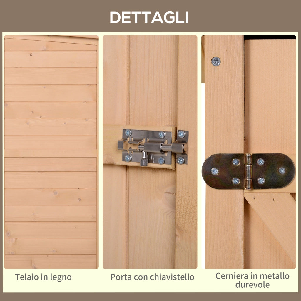 EasyComfort Casetta da Giardino in Legno di Abete con Tetto Impermeabile e 2 Mensole, 75x56x115 cm